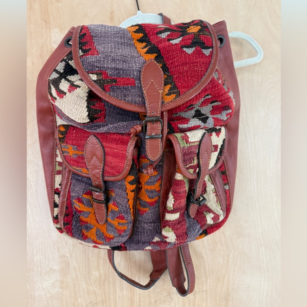 Vintage Wool Patterned Women's Backpack - image 4